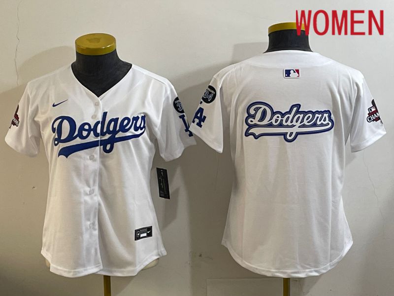 Women Los Angeles Dodgers Blank White Game 2024 Nike MLB Jersey style 12095->women mlb jersey->Women Jersey